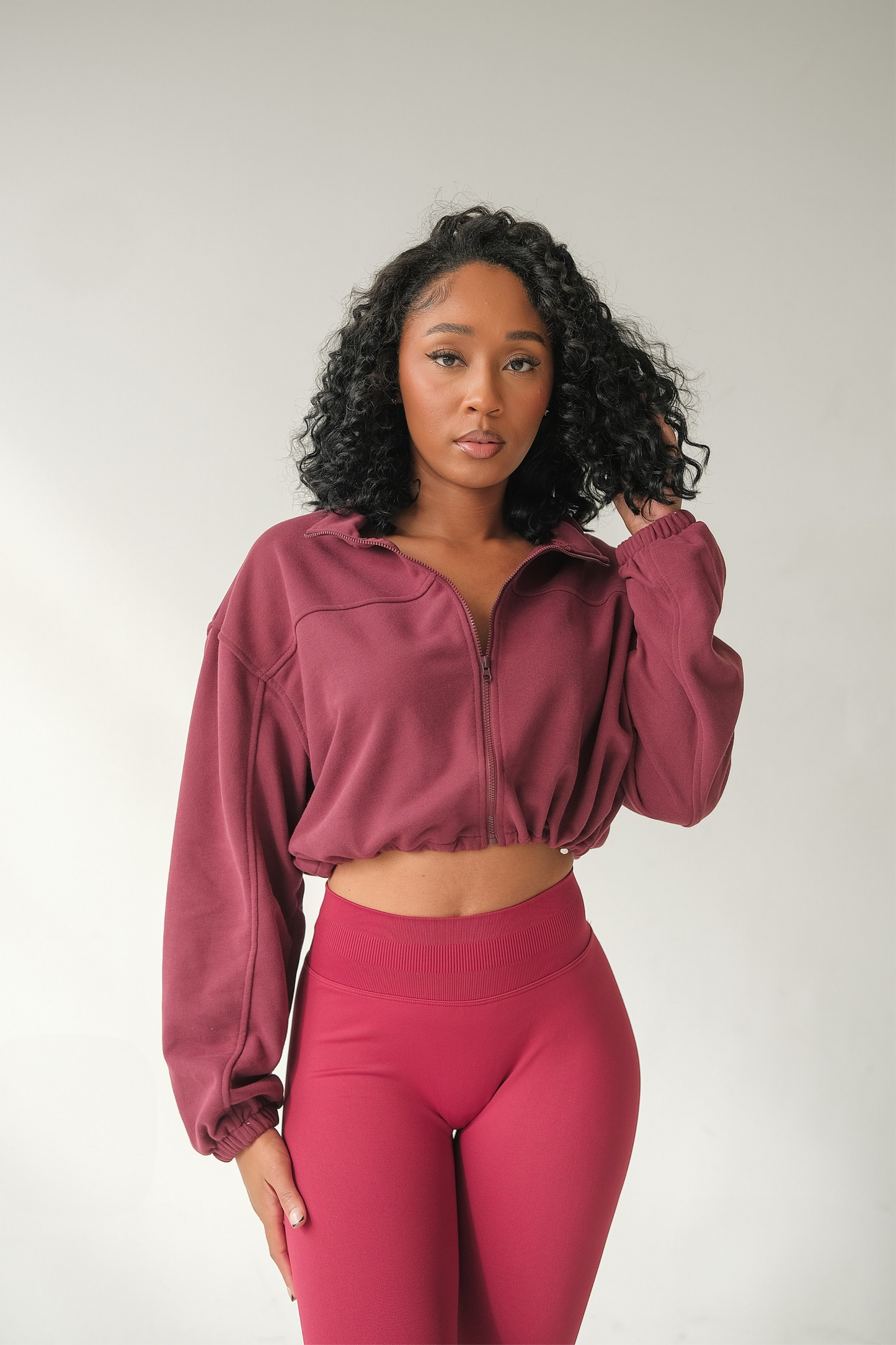Burgundy Cropped Jacket