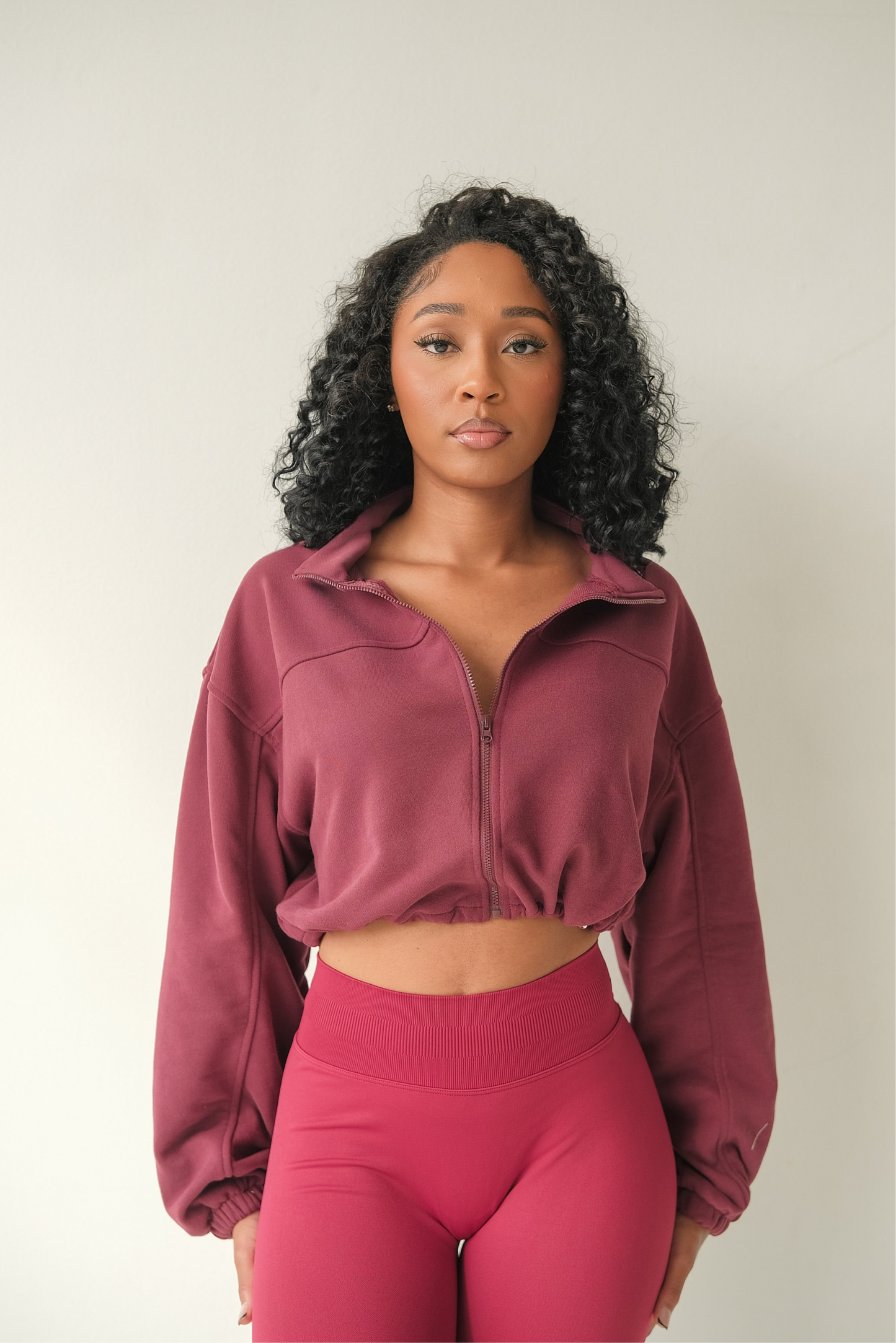 Burgundy Cropped Jacket
